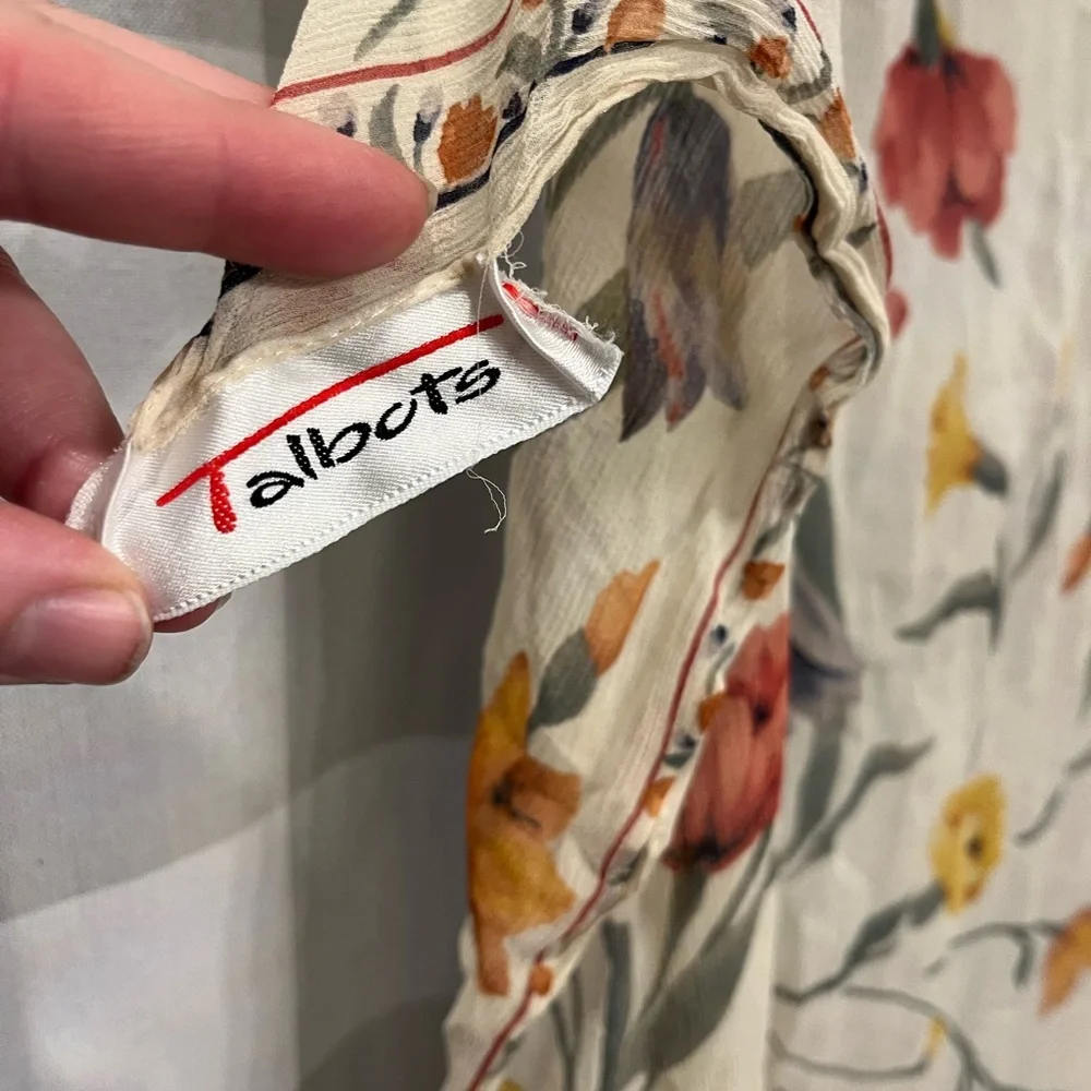 Talbots Floral Scarf with Red, Yellow, and Blue Tulip Accents